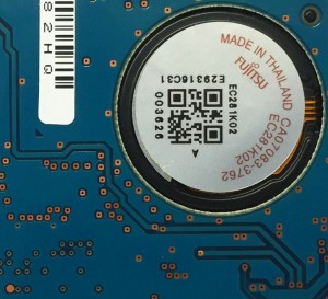 Fujitsu PCB, underside of disk
