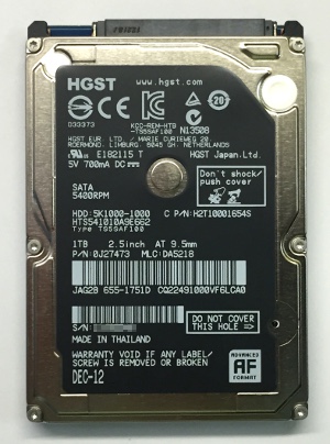 HGST 1TB laptop disk label