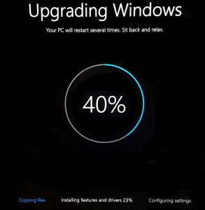 Upgrading Windows circle progress black screen