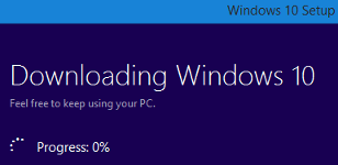 Downloading Windows 10 install screen