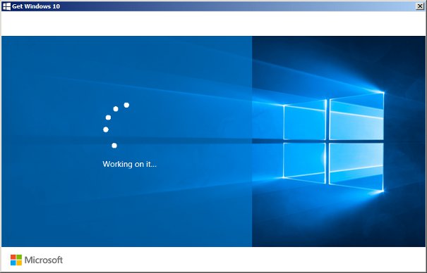 Windows 10 working on it upgrade dialog