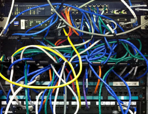 Network systems with cables on rack