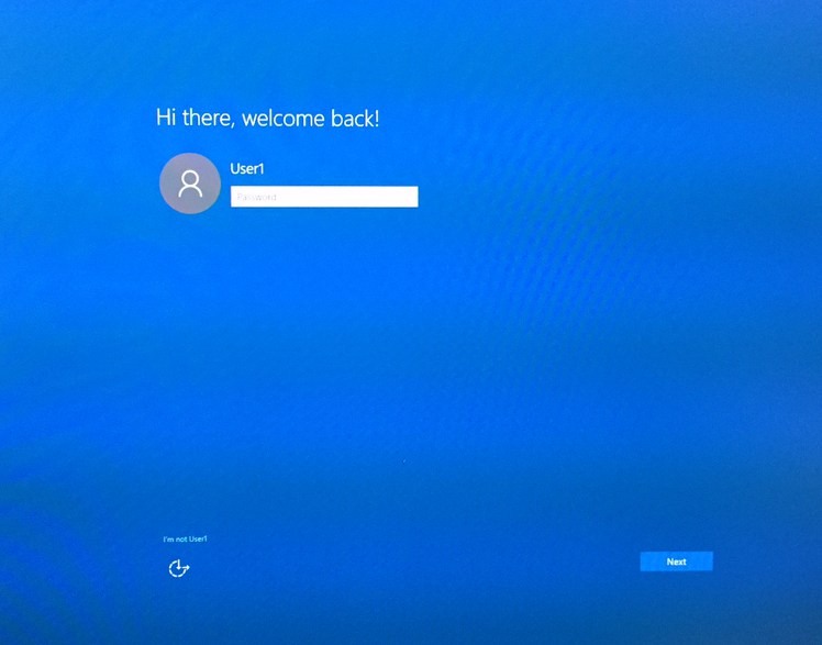 Windows 10 upgrade login screen, welcome back