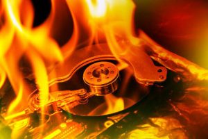 hard drive in fire