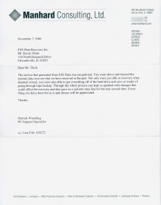 Manhard Consulting, Ltd. testimonial letter
