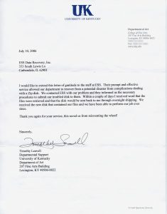 University of Kentucky testimonial letter