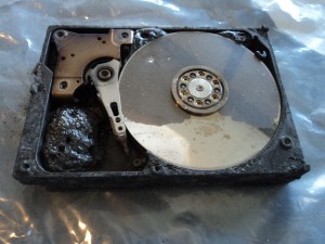 Inside Fire-Damaged Hard Drive