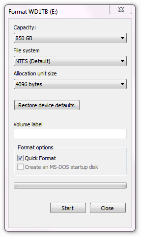 Format GUI in Windows
