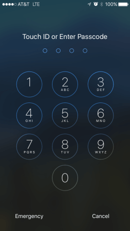 iPhone 6 lock screen passcode entry