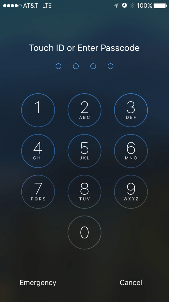 iPhone 6 lock screen passcode entry