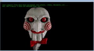Jigsaw ransom message with Saw character
