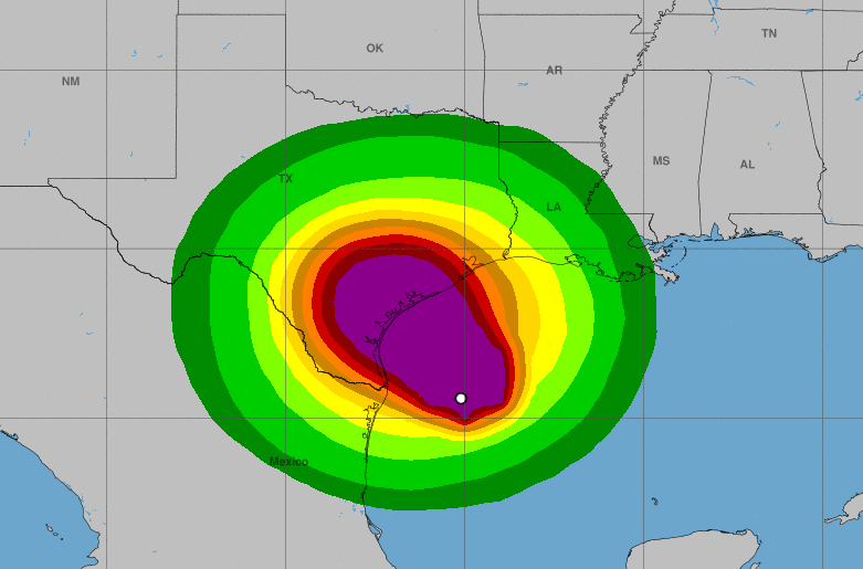 Hurricane Harvey wind probabilities map NOAA