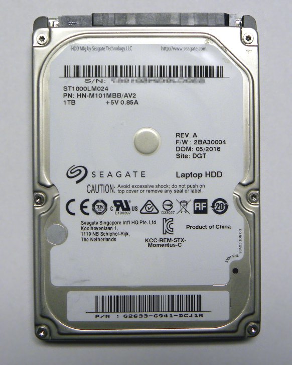 Seagate ST1000LM024 drive top view