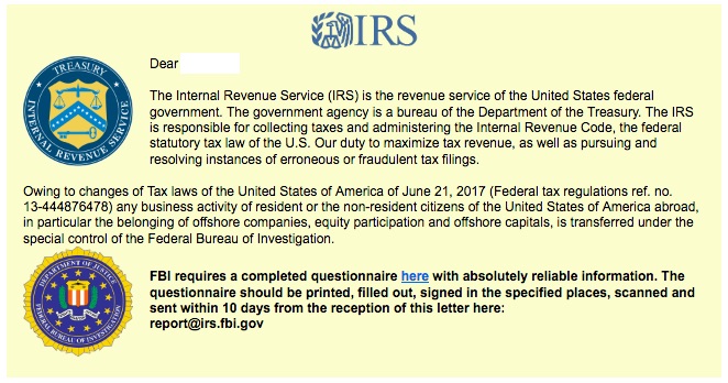 fake IRS message