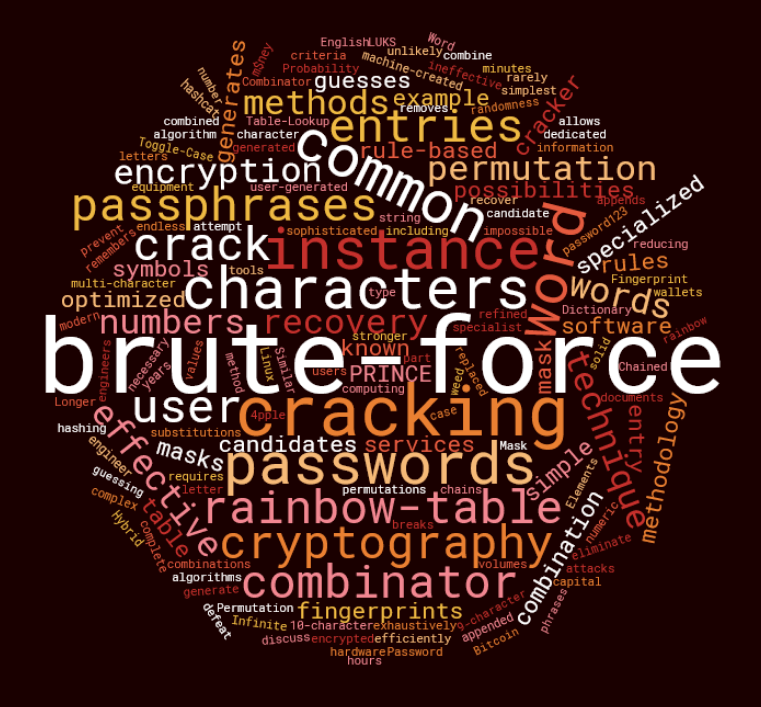 Cracking password techniques word cloud
