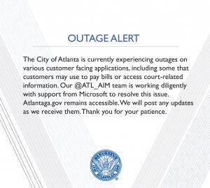 City of Atlanta Outage Alert, SamSam Ransomware