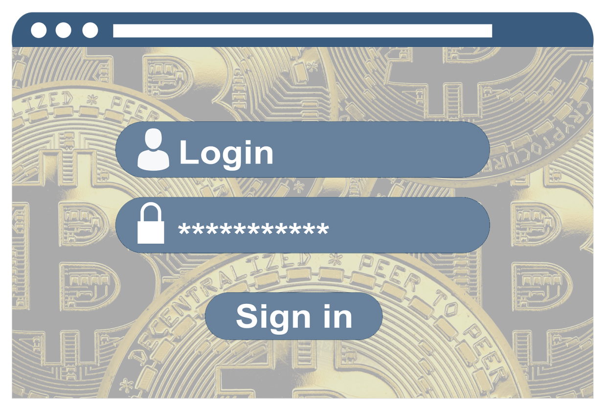 Cryptocoin wallet login password screen