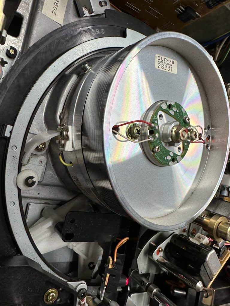 The inside of a Sony U-Matic tape player