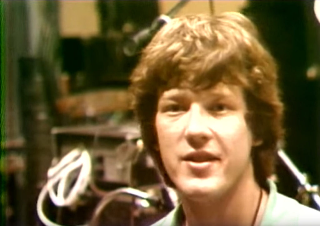 Still frame of Chris Frantz from Talking Heads, TV interview 1979, after U-matic tape digitization